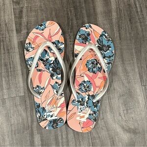 Billabong Floral Flip Flops – Pink & Blue Tropical Sandals – Size 9/10